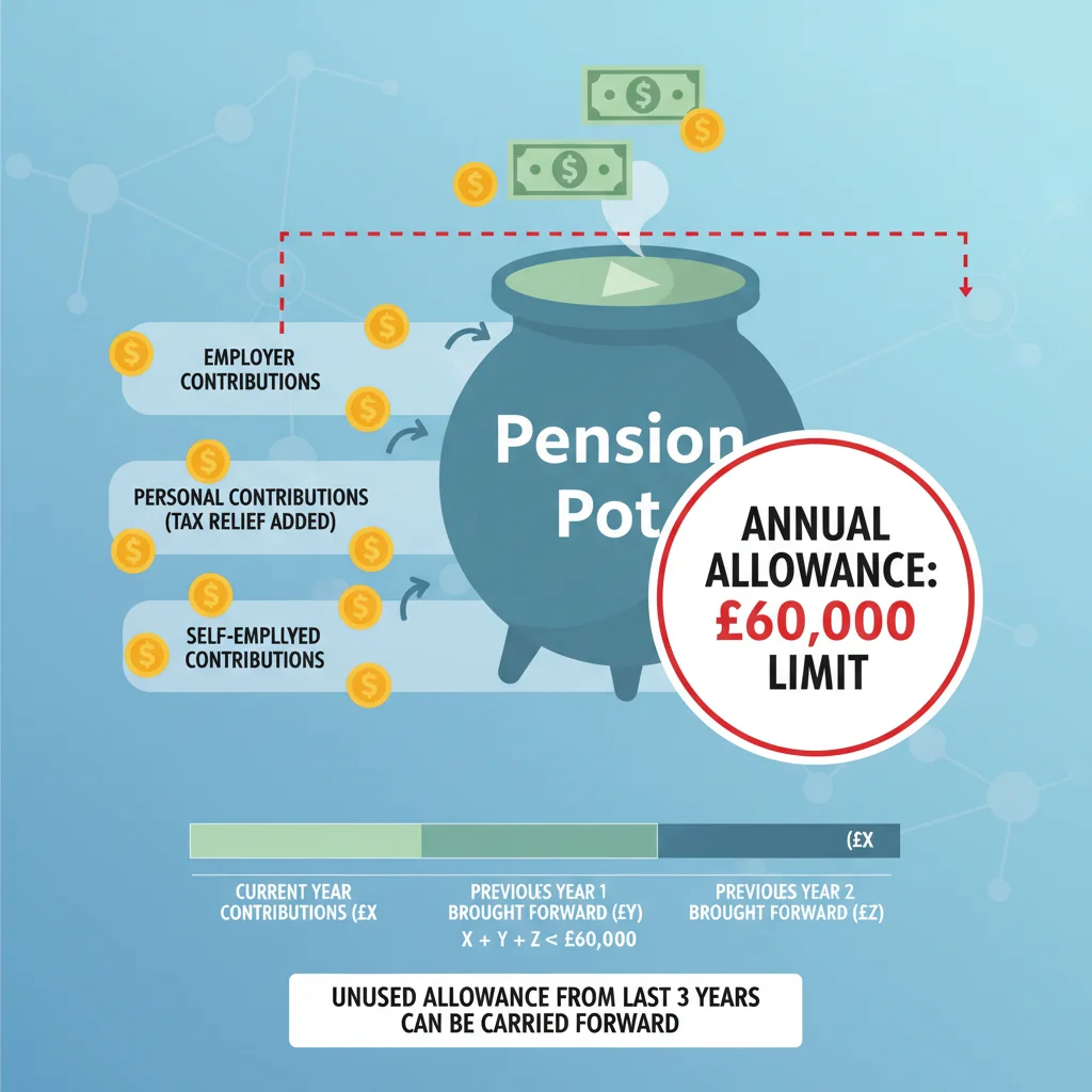 Infographic explaining the £60,000 annual pension contribution allowance.