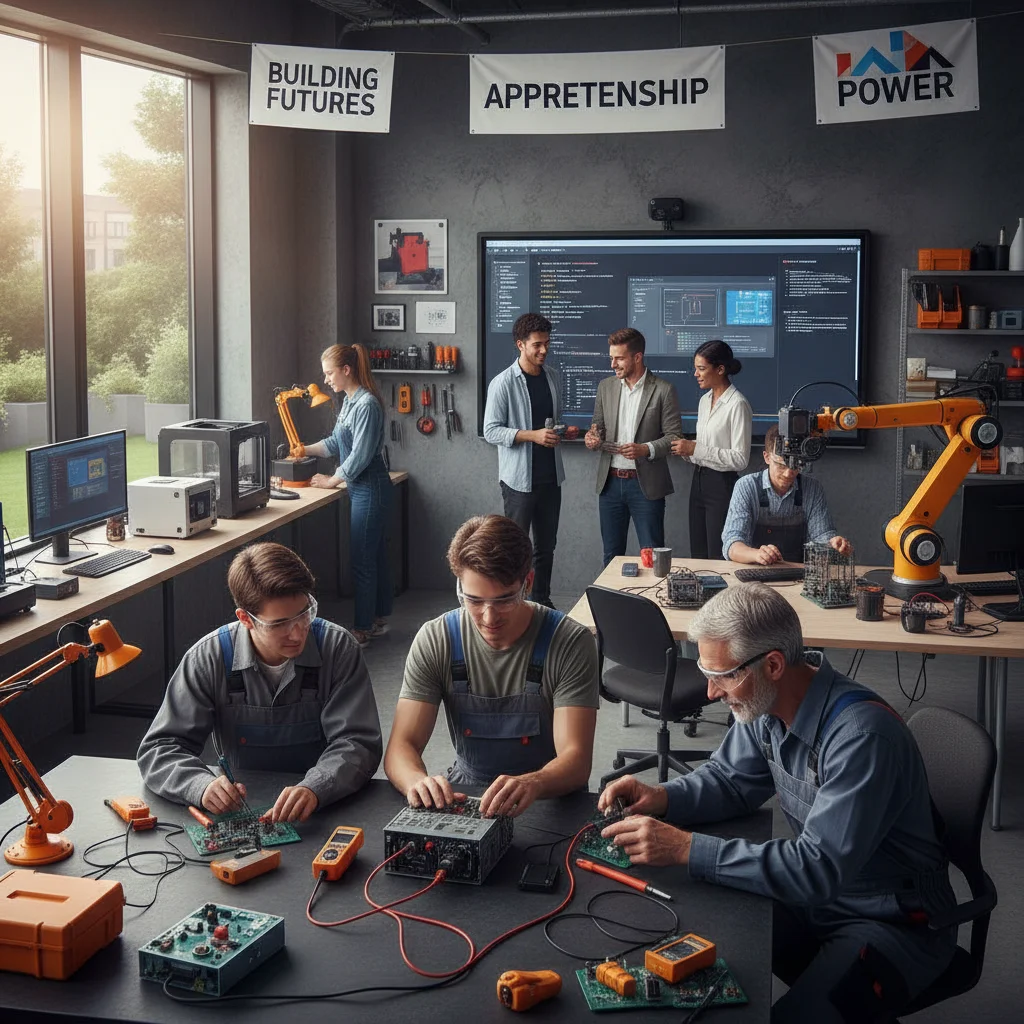 Apprentices gaining practical skills through funded training programmes.