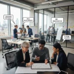 Navigating New Apprenticeship Levy Rules: UK Business Guide Professionals and apprentices discussing new apprenticeship levy rules in a modern UK office.