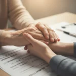 Hands offering comfort, symbolising Bereavement Support Payment