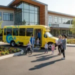 Community Transport Schemes: £10M Investment to Boost Services Community transport minibus outside a community center, assisting diverse passengers.