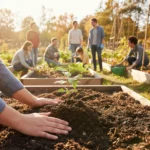 £2M Boost for Sustainable Community Projects: Green Initiatives Hands planting a young sapling in a community garden, symbolising sustainable growth.