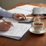 Discretionary Housing Payments: Your Guide to Council Support Person reviewing Discretionary Housing Payment application forms with a pen and calculator.