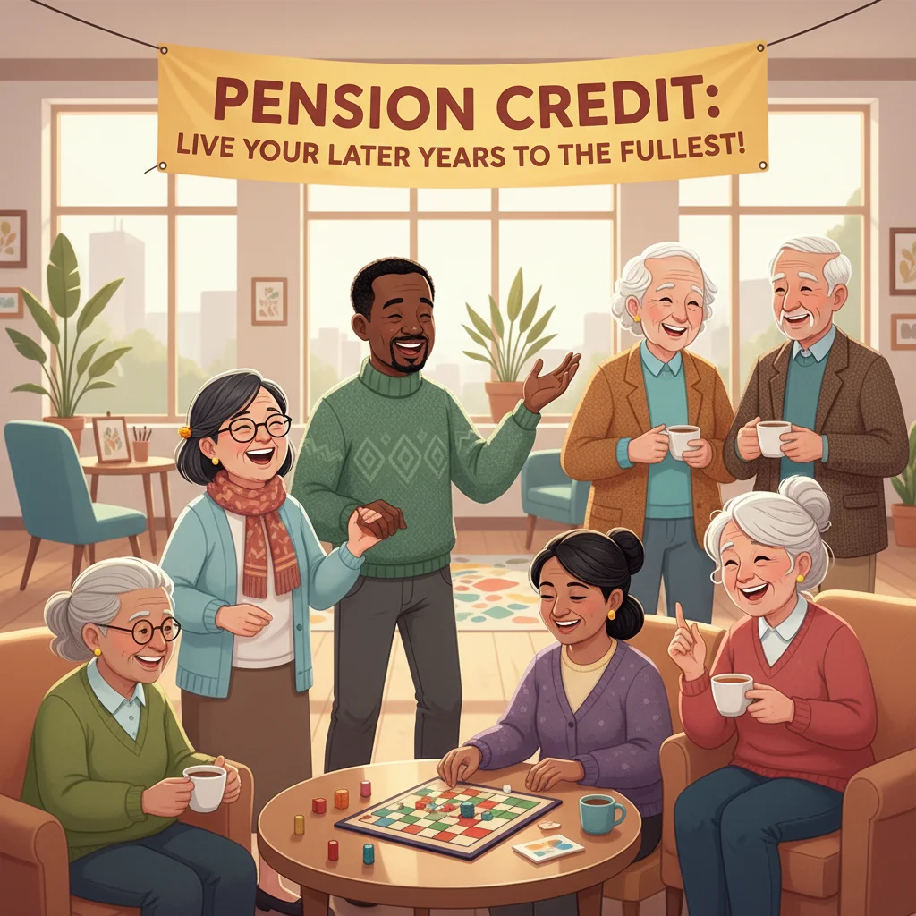 Diverse group of smiling senior citizens, representing Pension Credit beneficiaries.