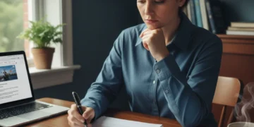 Person reviewing ESA application forms at a desk