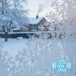 Cold Weather Payment: Is Your Postcode Eligible for £25? Frosty window pane with snow outside, representing cold weather payment support.