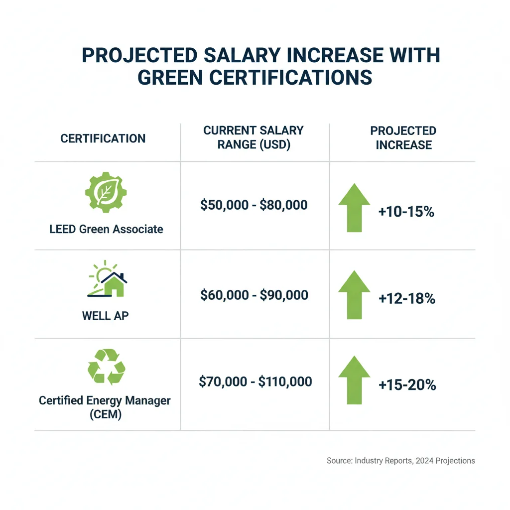 Infographic showing projected earnings increase from green certifications.