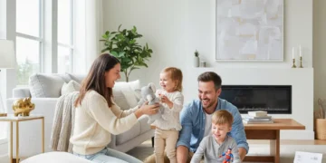 Happy family with two children, representing the positive impact of child benefit uplift.