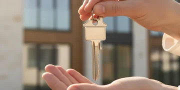 Hands holding a house key, symbolising housing access and financial support.