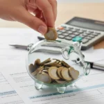 Navigating New 20% ISA Allowance Rules in the UK Hand placing coins into a piggy bank, representing UK savings under new ISA allowance rules