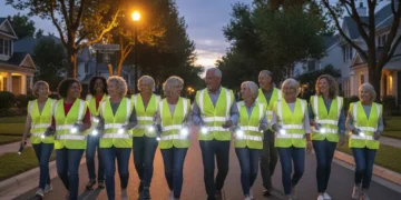 Neighbours on patrol, actively participating in a community watch scheme for local safety.