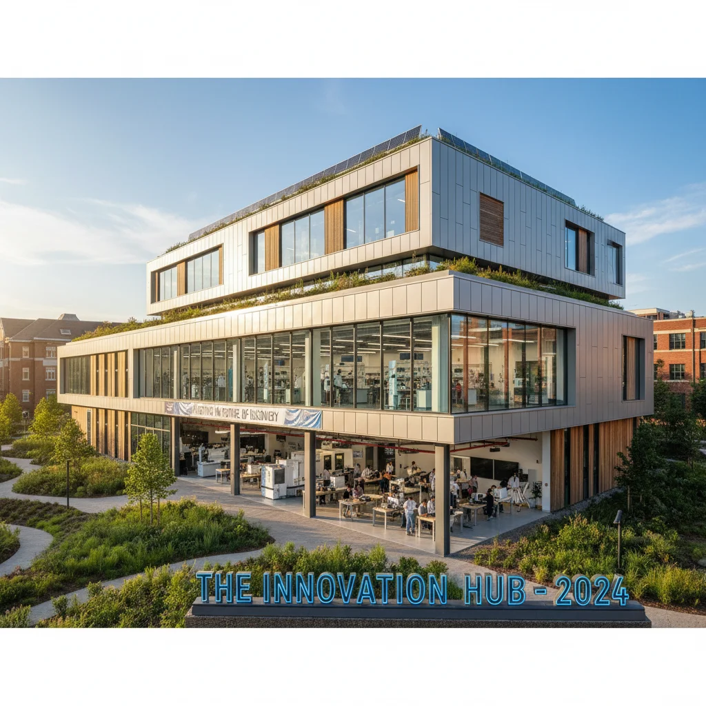 Modern college building exterior, showcasing new educational infrastructure.