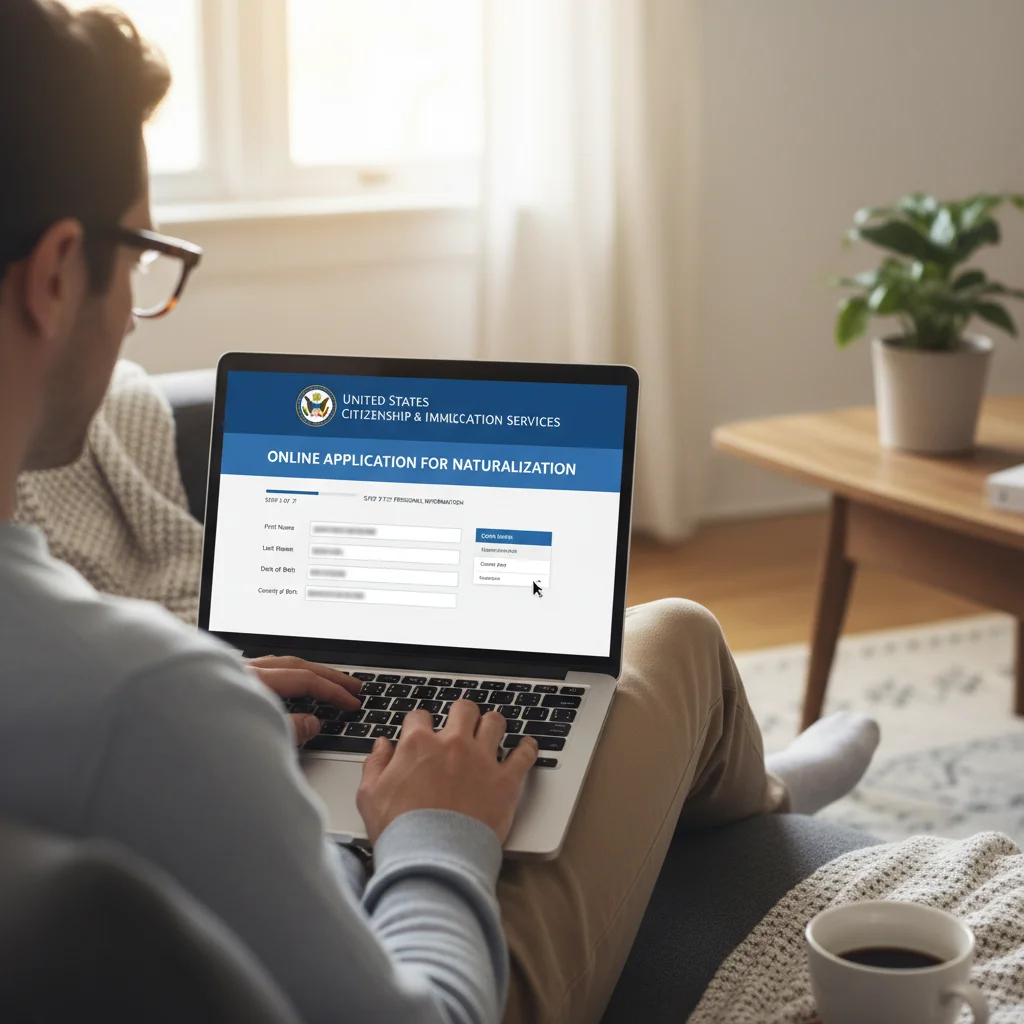 Person completing an online Pension Credit application form at home
