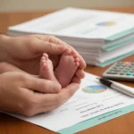 Parent holding baby's feet, symbolizing Child Benefit support