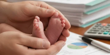 Parent holding baby's feet, symbolizing Child Benefit support