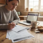 PIP Application Process 2026: Your Guide to Disability Benefits Thoughtful person reviewing PIP application forms at home.
