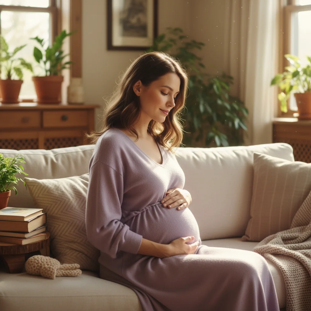 Pregnant woman contemplating her future as a mother, highlighting the planning aspect for a new baby.