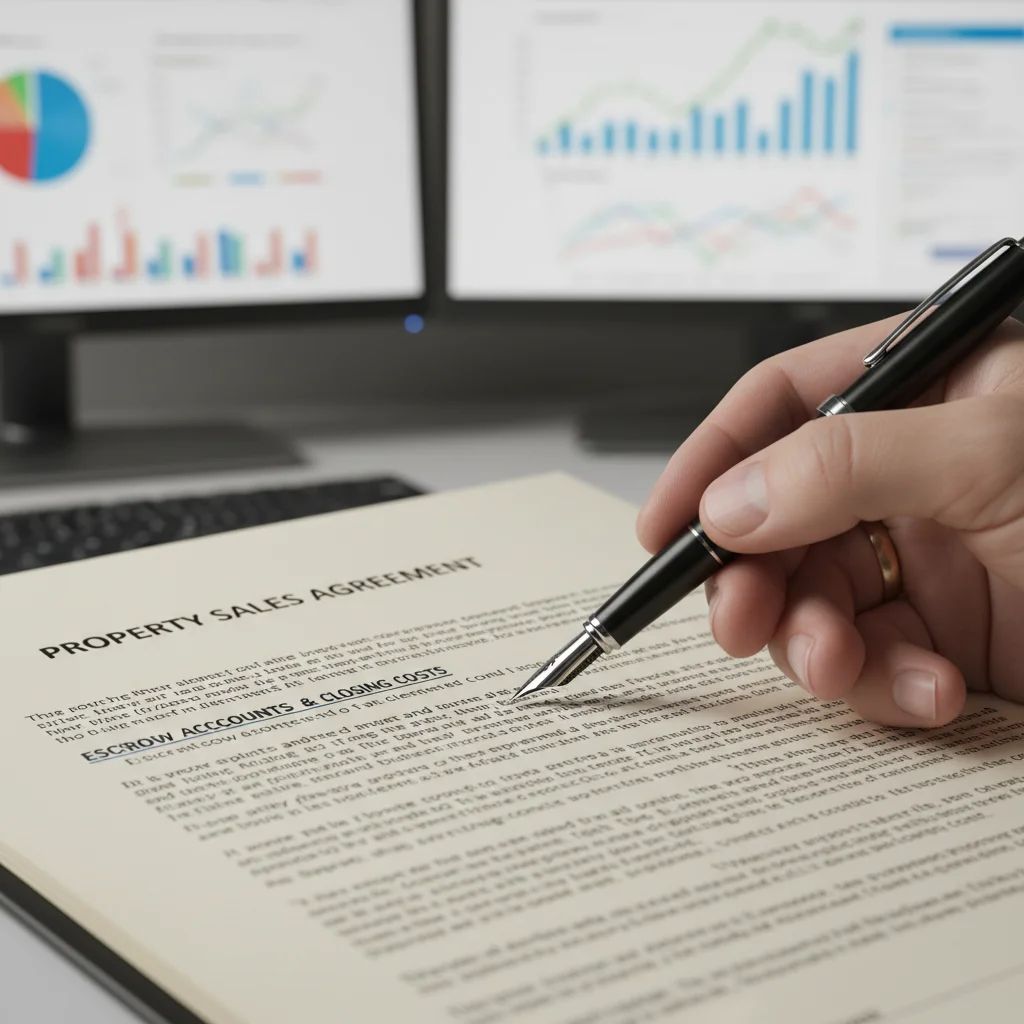 Person reviewing property contract details for stamp duty implications