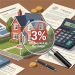 UK Buy-to-Let Surcharge: Navigating the 3% Stamp Duty Illustration of a house with a 3% surcharge symbol, representing the UK buy-to-let Stamp Duty.