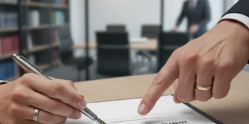 Hands reviewing UK divorce financial settlement documents