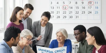 People reviewing Universal Credit information for April changes
